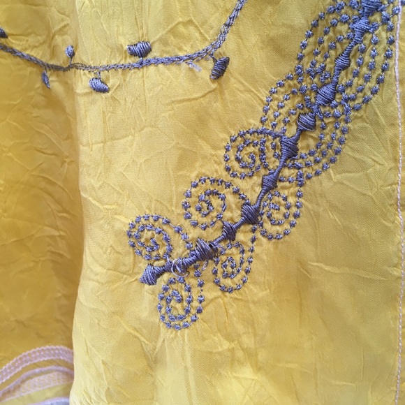 Johnny Was embroidered yellow button up small - Picture 3 of 7